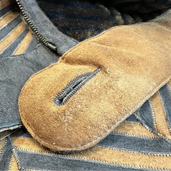 Dennis Basso Vintage Mink & Lamb Suede Shearling Chevron Piecework Jacket